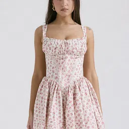 bebe Women Floral Printed Fit & Flare Mini Dress-image-43
