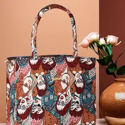 BANDICOOT Floral Printed Structured Jute Tote Bag-picture-40