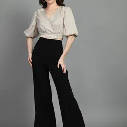 DressBerry V-Neck Puff Sleeves Crop Top-image-88