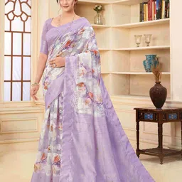 JIVORA Printed Zari Saree With Jacquard Detailing-image-68
