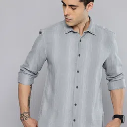 Flying Machine Slim Fit Striped Pure Cotton Casual Shirt-image-98