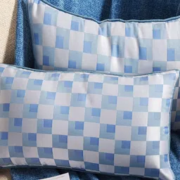 Decoghar Blue & White 2 Pieces Geometric Square Cushion Covers-picture-23