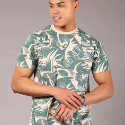 V-Mart Men Floral Printed Tropical Raw Edge T-shirt-picture-41