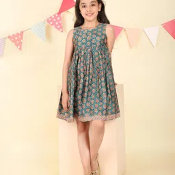 Fabindia Girls Floral Printed Fit & Flare Dress-image-20