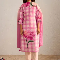 Indo Era Women Floral Printed Regular Linen Kurta with Trousers & With Dupatta-picture-12