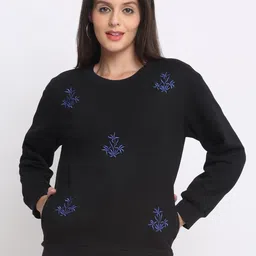 SHAYE Women Round Neck Embroidered Long Sleeves Sweatshirts-image-44