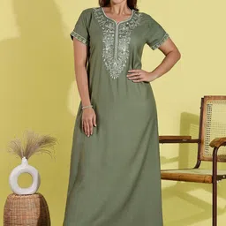 9shines Label Embroidered Regular Maxi Nightdress-image-84