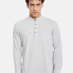 METTLE SS25 Mandarin Collar Cotton Casual Shirt-image-4