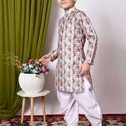 HUMAN CHOICE Boys Multi Dupion Silk Embroidered Kurta & Patiala image 3