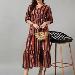 Raiyani Fashion Floral Printed V-Neck A-Line Maxi Dress-image-90