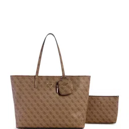 GUESS Printed PU Structured Tote Bag with Cut Work-picture-58
