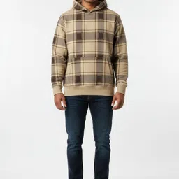 YONGE Men Checked Hooded Sweatshirt image 3