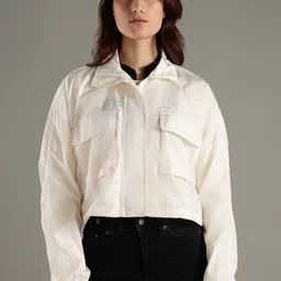 Tommy Hilfiger Europe Women Crop Relaxed Fit Windcheater Open Front Jacket-picture-28