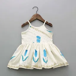 BAESD Girls Floral Printed Regular Mirror Work Top with Sharara image 5