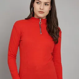 Trend Level Women Cotton High Neck Ribbed Top-image-54