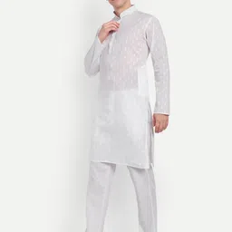 4u Fashion White Pure Cotton Woven Design Kurta Sets-image-31