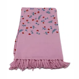 Bichauna Pink & Red Printed Cotton 120 GSM Bath Towel image 4
