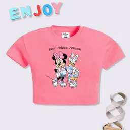 YK Disney Girls Minnie & Daisy Printed Cotton Crop T-shirt-picture-38