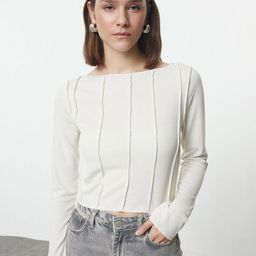Trendyol Women Ribbed Boat Neck Crop Top-picture-19