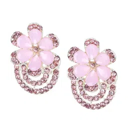 PUJVI Artificial Stones Studded Floral Studs-picture-33