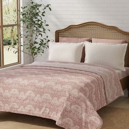 Layers Pink & White Ethnic Printed 180TC Double Cotton King Bedsheet Set 2.74 m x 2.74 m-picture-13