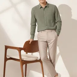 VEYTRO Men Textured Spread Collar Cotton Casual Shirt-picture-14