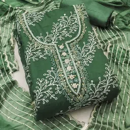 KALINI Embroidered Organza Unstitched Dress Material image 2