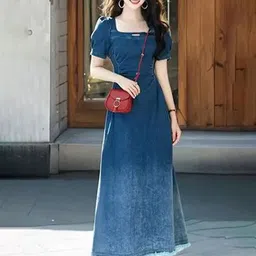 StyleCast x Revolte Women Solid Square Neck A-Line Maxi Dress image 4