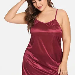 phalin Solid Satin Adjustable Shoulder Babydoll Dress - (Size-Free)-picture-22