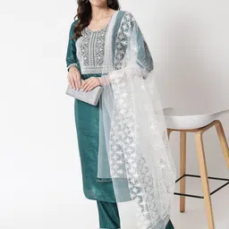 vredevogel Women Woven Design Kurta with Trousers & Dupatta-picture-34