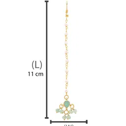 Ruby Raang Gold-Plated Kundan Studded & Beaded Maang Tikka Head Jewellery image 3