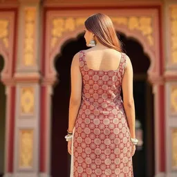 DIVASTRI Floral Printed Square Neck Sleeveless Straight Kurta image 2