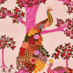 ABHACLOTHO Pink & Cream-Coloured Ethnic Motifs 144 TC Bedsheet with 2 Pillow Covers image 2