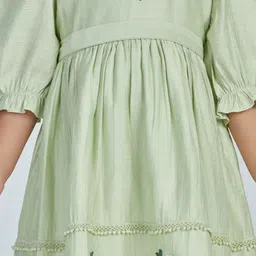 Peppermint Floral Bell Sleeve Chiffon A-Line Dress image 4