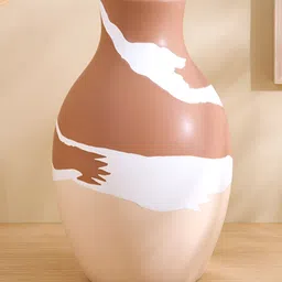 Home Centre Monalisa Gifts Brown & White Printed Ceramic Flower Vase-image-40