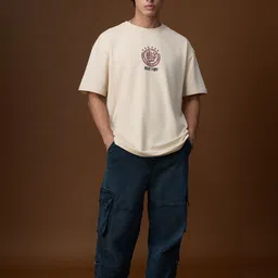 The Souled Store Oversized Shadow Wings Graphic Printed Pure Cotton T-Shirt image 2