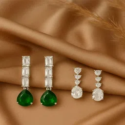 Jewelz Crystals Stones Studded Teardrop Shaped Drop Earrings-picture-36
