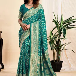 SANISA Woven Design Zari Silk Blend Handloom Saree-picture-31