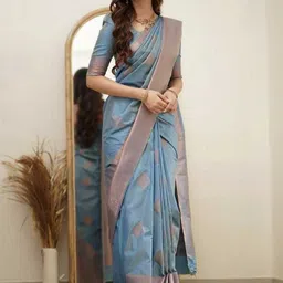 Dinesh Ethnic Traditional Wear Ethnic Motifs Woven Design Zari Saree With Blouse Piece image 3