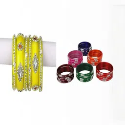SOMIL Set Of 30 Stone-Studded & Beaded Bangles-picture-41