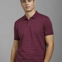 Louis Philippe Men Striped Polo Collar Cotton T-shirt image 1