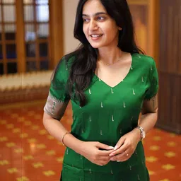 LIVIX Women Ethnic Motifs Regular Thread Work Chanderi Cotton Kurta with Trousers & With Dupatta image 3