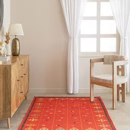 THEGASBH Maroon & Beige Printed Traditional Cotton Carpet image 5