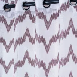 Parda Online White & Brown 2 Pieces Abstract Printed Linen Long Door Curtain image 2