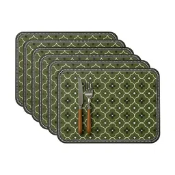 Myntra Elegant Homes 6Pcs Green & Beige Patterned Waterproof Anti-Slip Table Placemats-picture-28