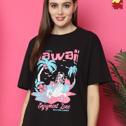 Tromko Women Pack of 2 Graphic Printed Round Neck Cotton Oversized T-shirts-picture-37