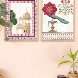 Kotart White & Purple 2 Piece Wood Birds and Animals Wall Paintings-picture-17