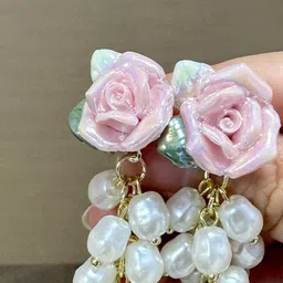 StyleCast x Revolte Gold-Plated Pearls Floral Drop Earrings image 2