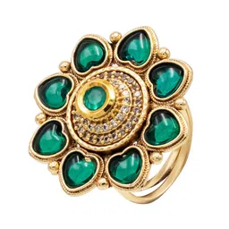 Shining Jewel - By Shivansh Gold-Plated Cubic Zirconia Adjustable Ring-picture-17