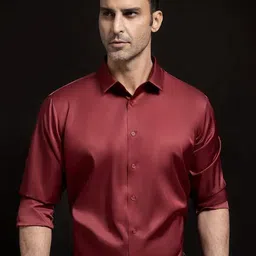 INDOPRIMO Men Solid Spread Collar Satin Formal Shirt-picture-19